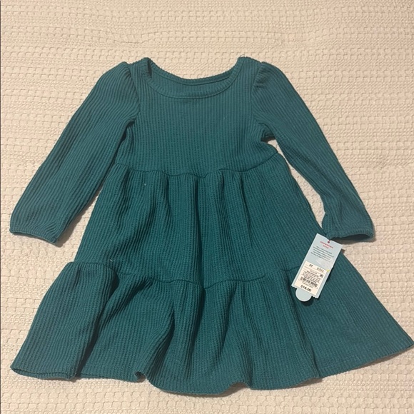 Cat & Jack Other - 🆕 Cat & Jack Green Tiered Long Sleeve Waffle Dress. 2T. NWT!